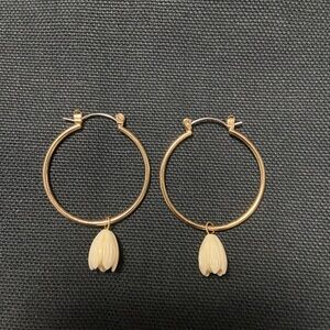 Hoop With Pikake Flower Hamilton Gold Earrings (New)
